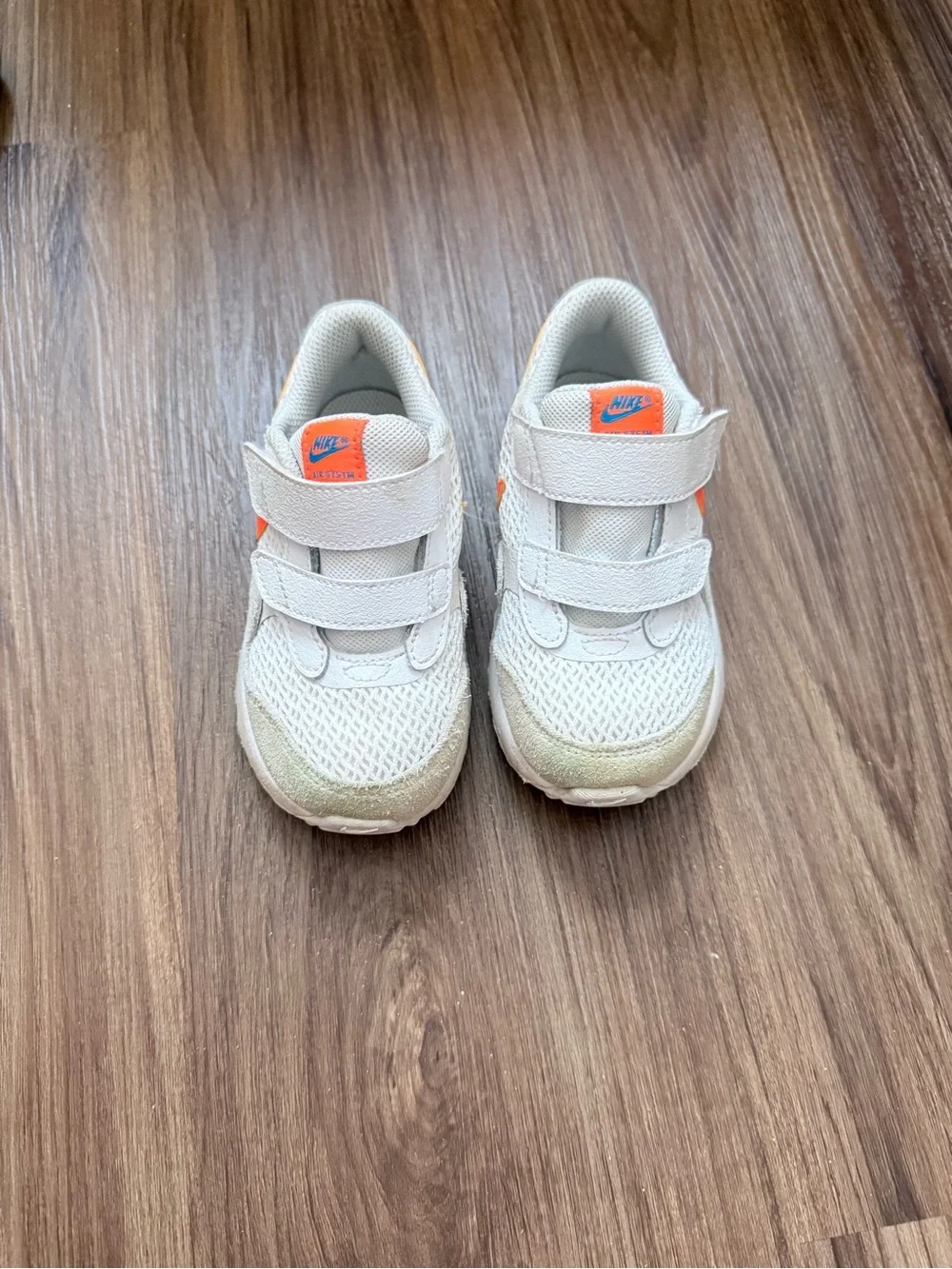 Nike Airmax Kids White Sneakers with Orange Logo - toddler size 8C